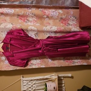 Wine Colored Silk Wrap Dress